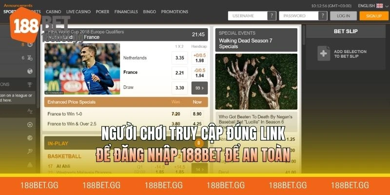 Người chơi truy cập đúng link để đăng nhập 188BET để an toàn